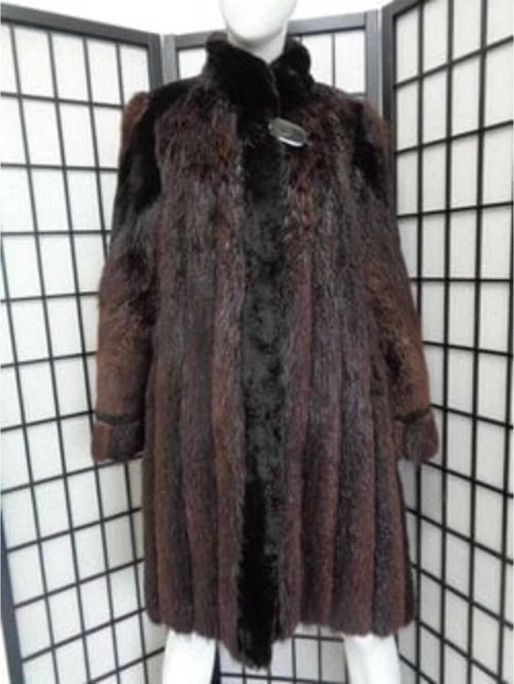Excellent Sheared & Long Hair Beaver Fur Coat Jacket Women Woman Size 6-8 Small